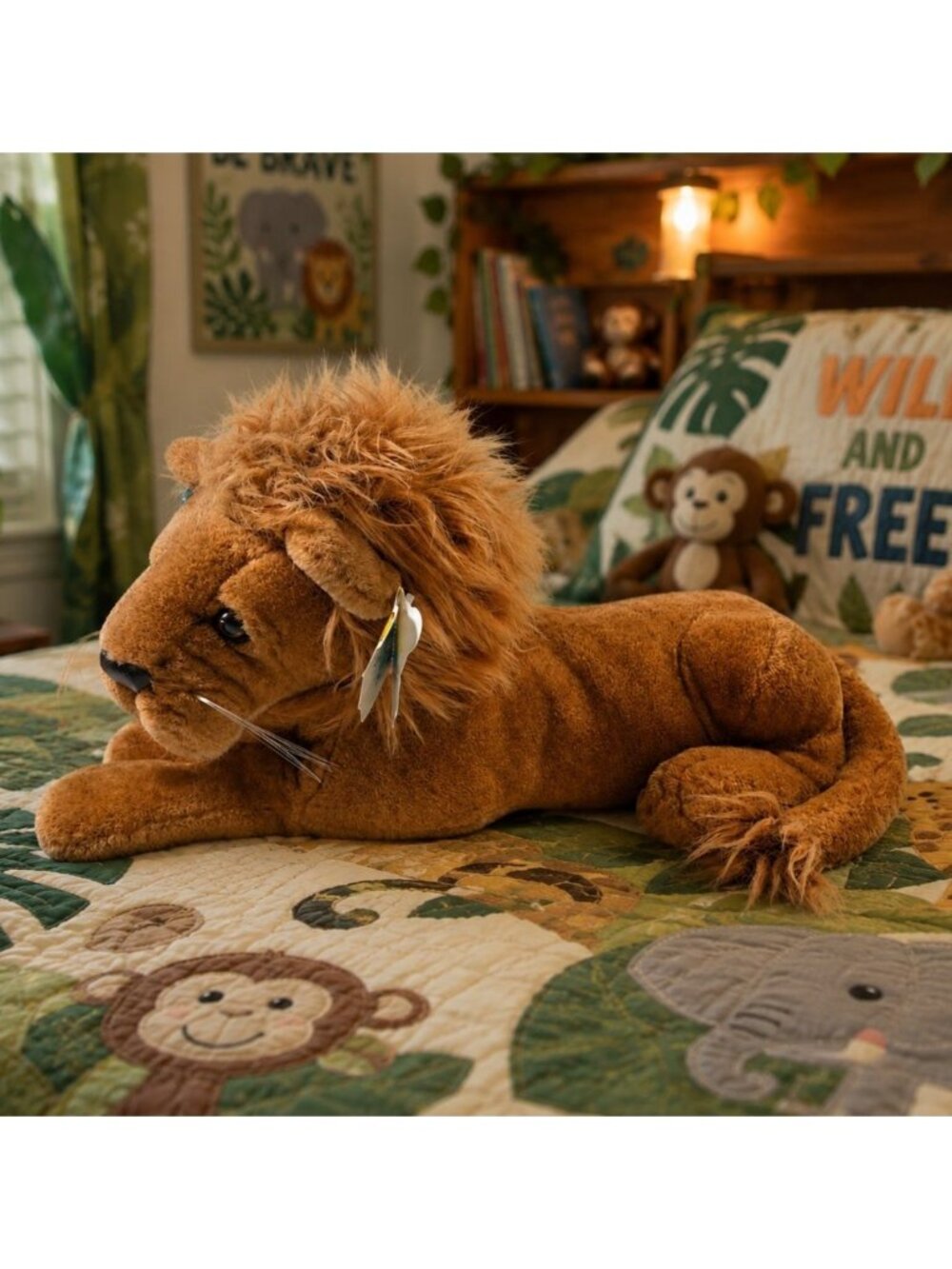 NWT Vintage Dakin Laying Lion Plush 1985 21" Long Brown Stuffed Animal